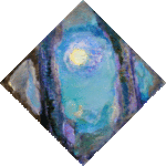 赤塚一三「木間の月」20×20cm・油彩